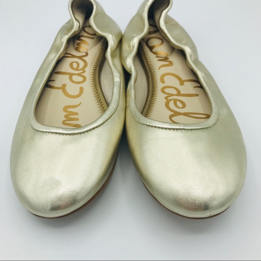 NWOB SAM EDELMAN GOLD BALLET FLATS - Picture 3 of 7